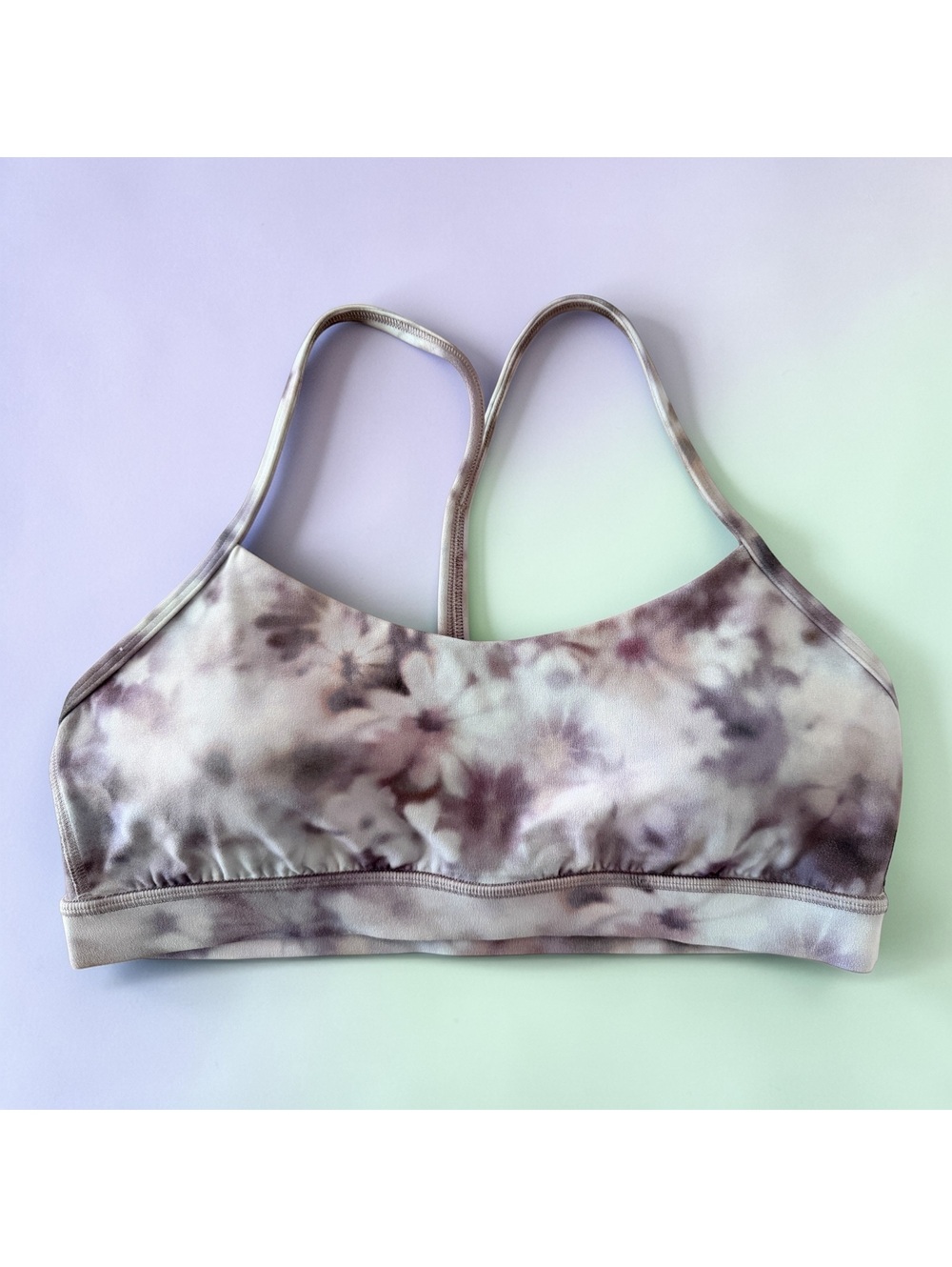 Lululemon Flow Y Bra Sz 12 NWT Floral Kaleidoscope Purple Nulu Yoga Summer Boho